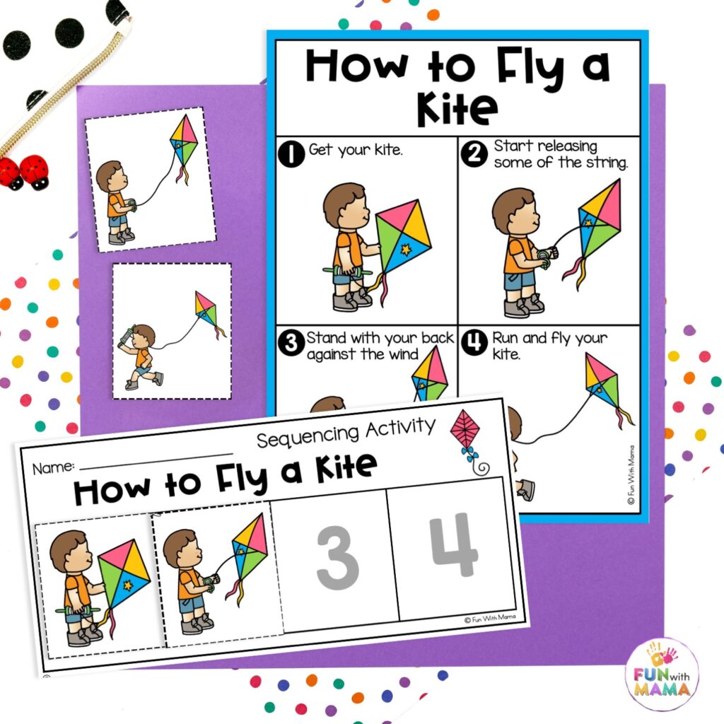 learn how to fly a kite sequencing activity