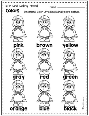 little red riding hood color worksheet