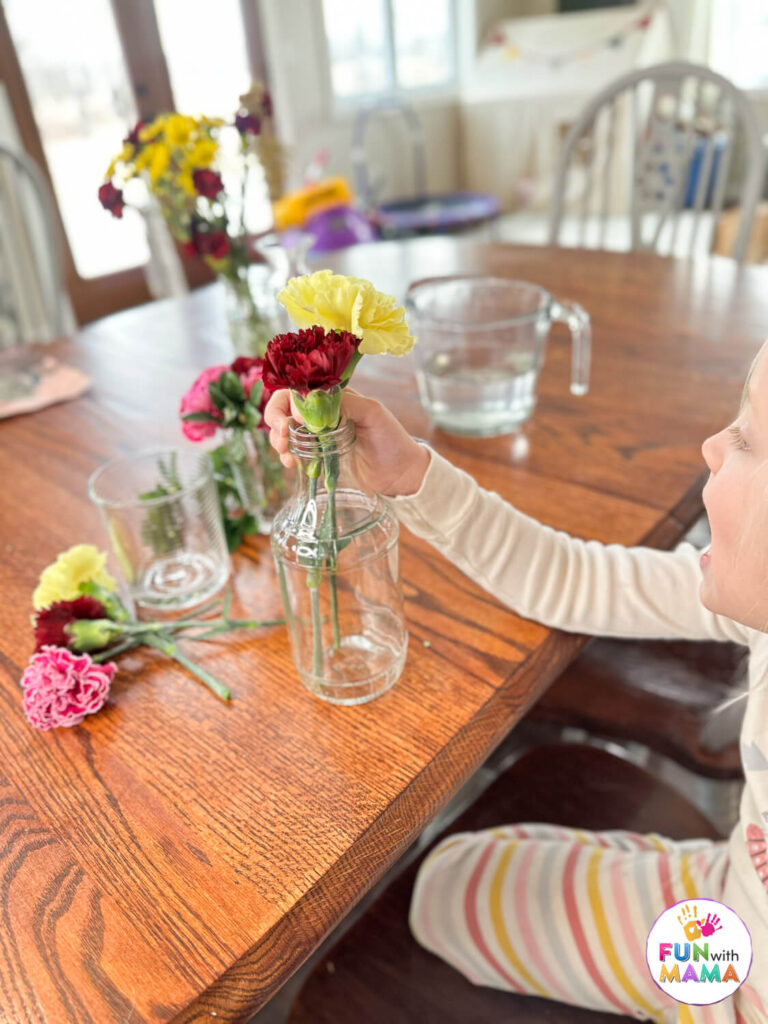 flower arranging activity with kids