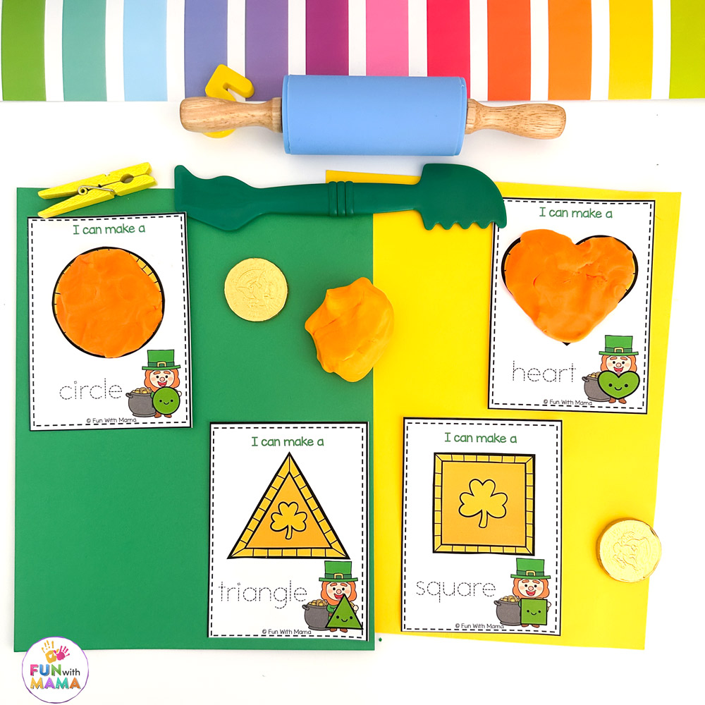 St. Patrick's Day play dough shape cards