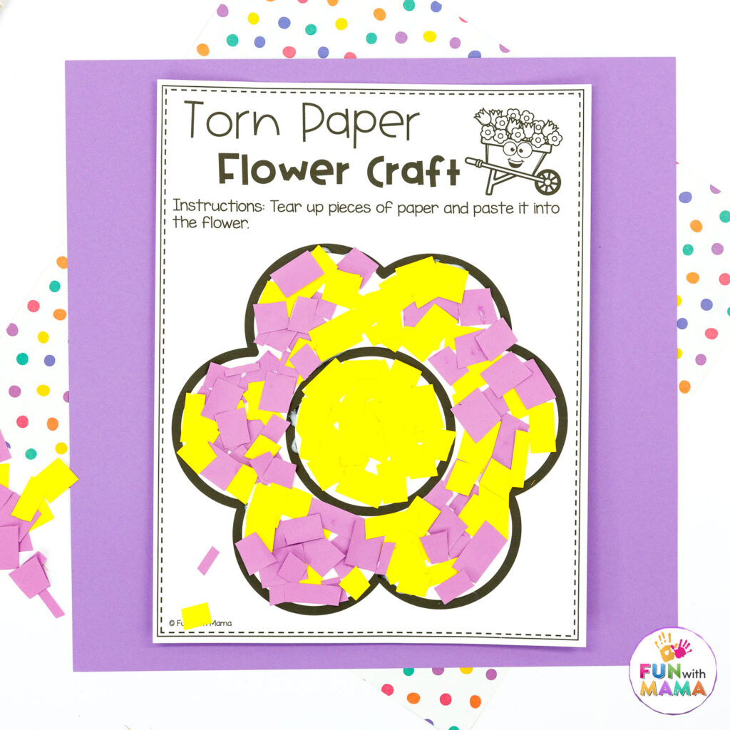 torn paper flowers spring activities for kids