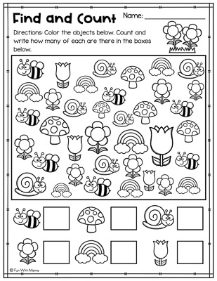 find and count spring worksheets