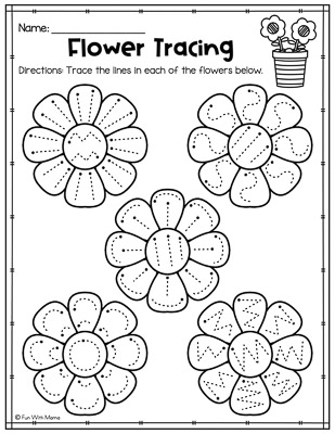 flower tracing spring worksheets