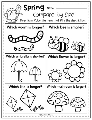 compare by size spring worksheets