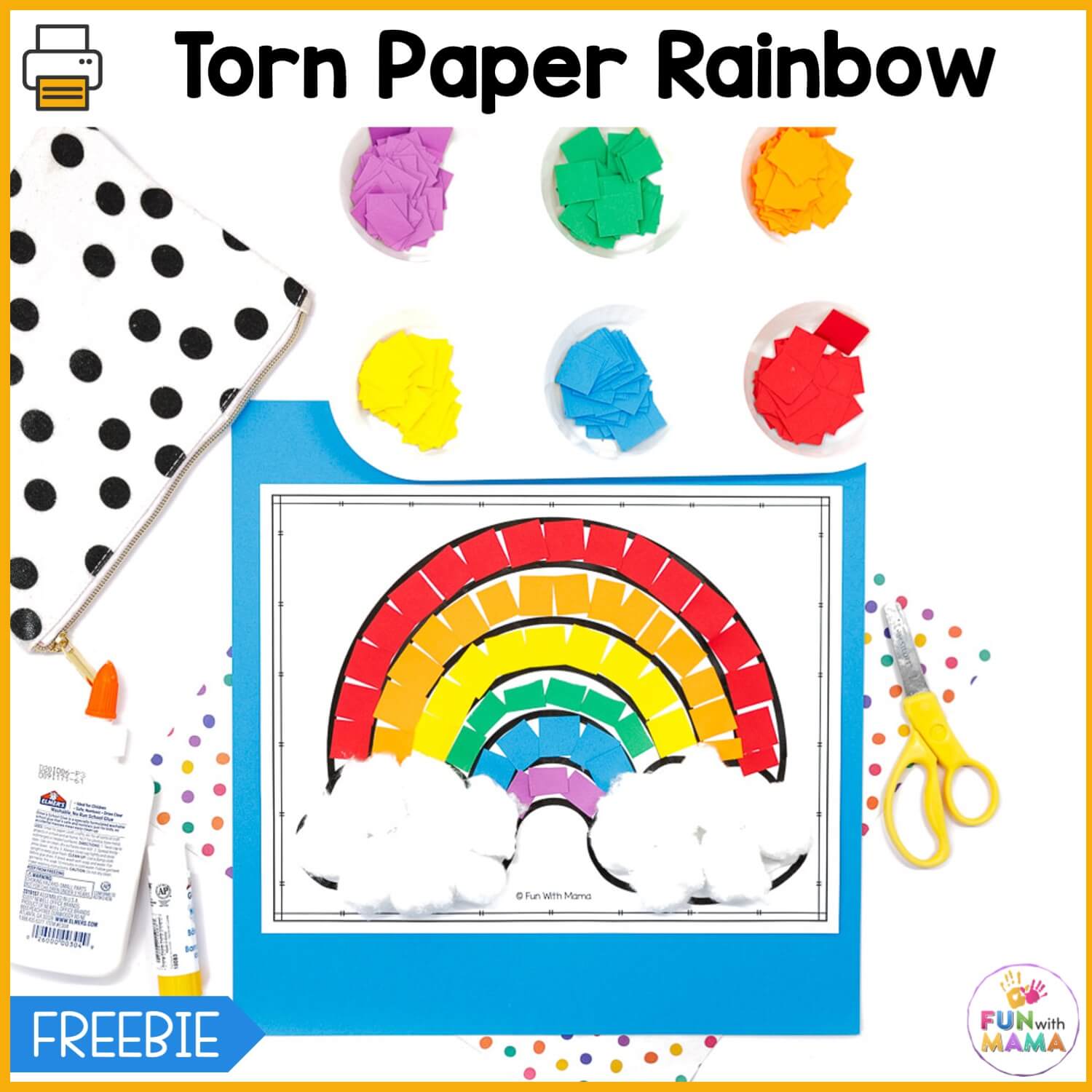 torn paper rainbow craft