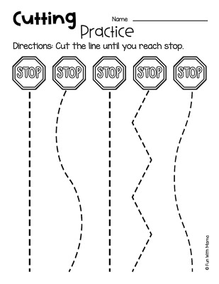 cutting practice transportation worksheet