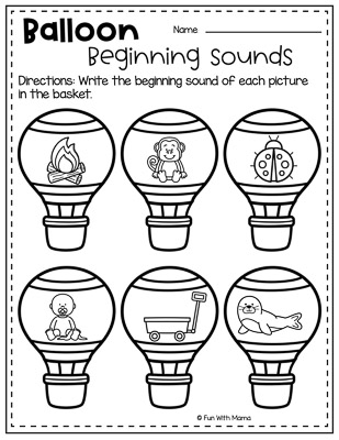 beginning sounds transportation worksheet