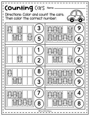 counting transportation worksheet