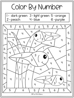 frog tadpole color by number