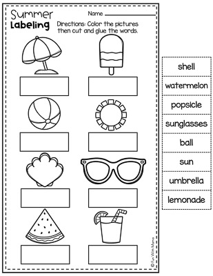 spell out summer themed items summer worksheets for kindergarten