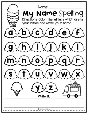 spell your name with ice cream scoops summer worksheets for kindergarten