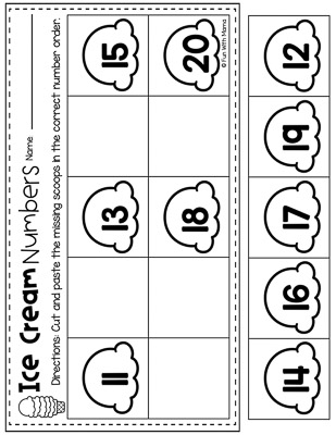 cut and paste the missing number scoops summer worksheets for kindergarten