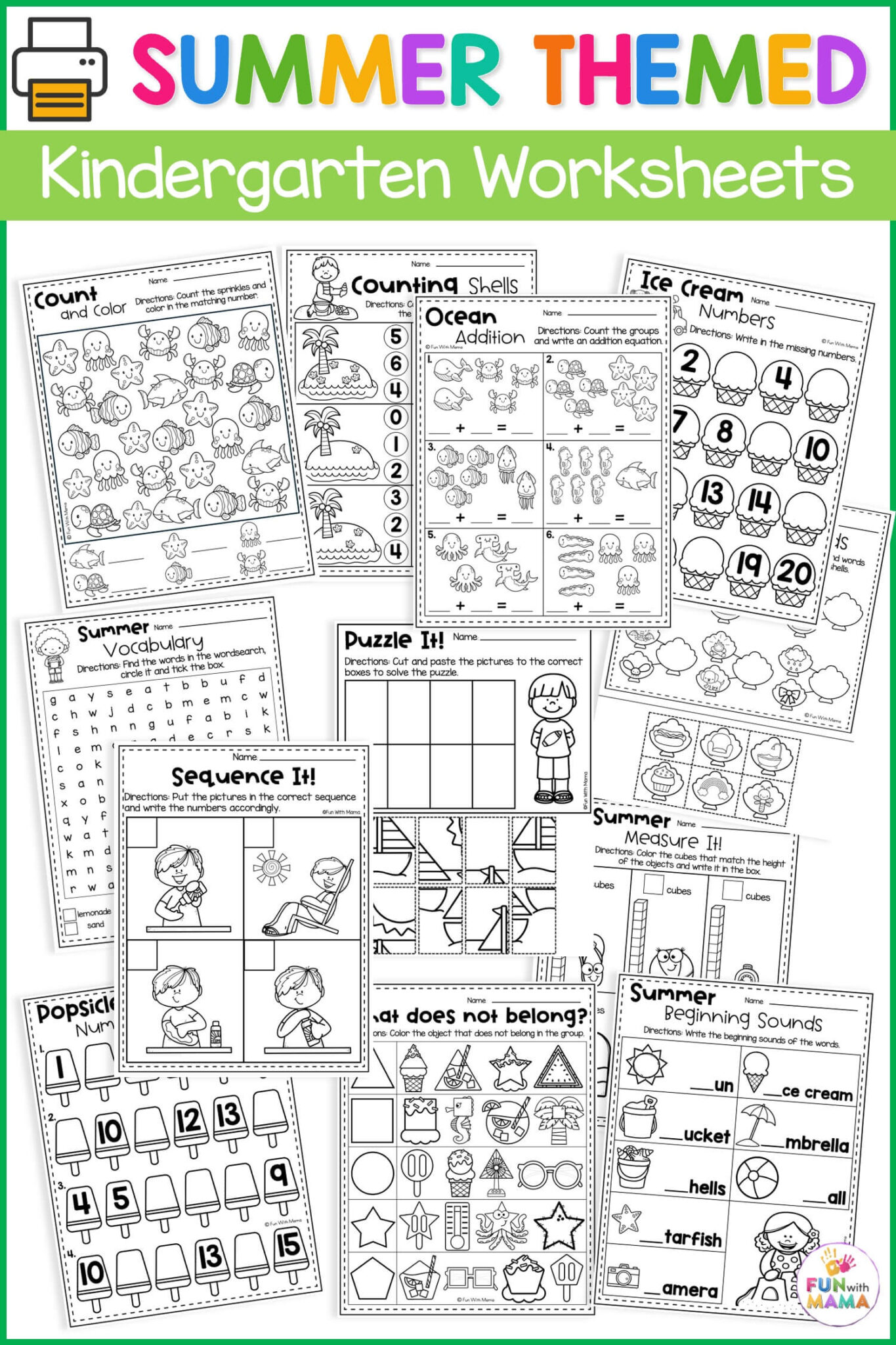 20+ Summer Worksheets for Kindergarten - Fun with Mama