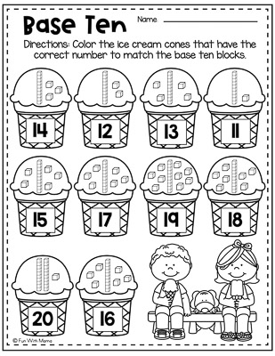 color ice cream cones that have the correct number 
