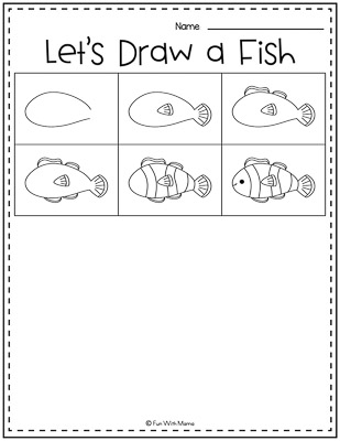 learn how to draw a fish in 6 steps