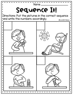 put pictures in the correct order summer worksheets for kindergarten