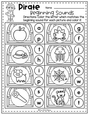 pirate beginnng sounds pirate activities for preschool