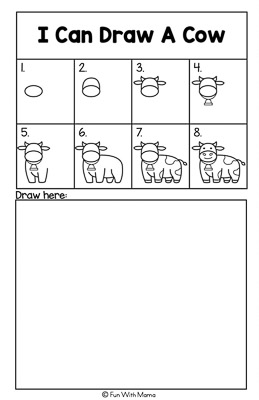 how to draw a cow