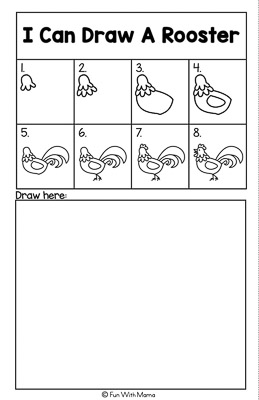 how to draw a rooster