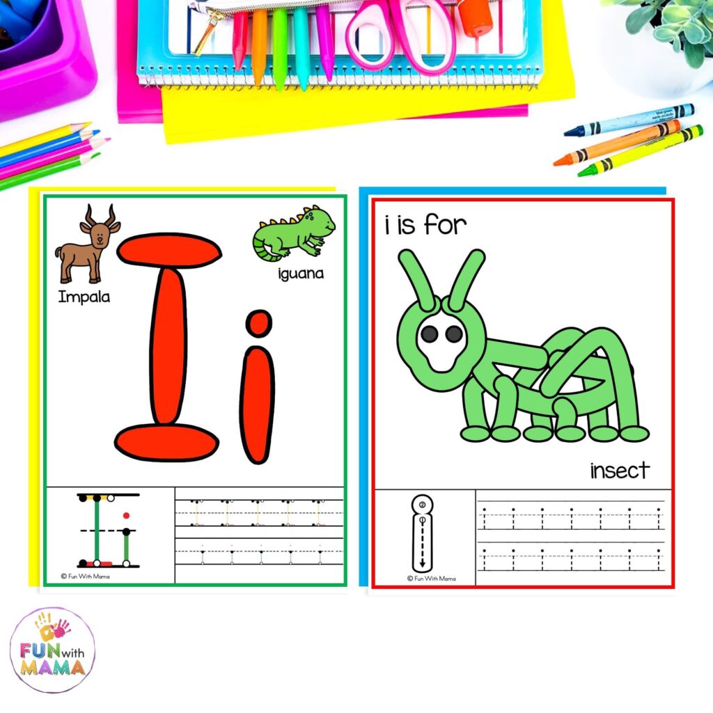 Letter I play dough mats