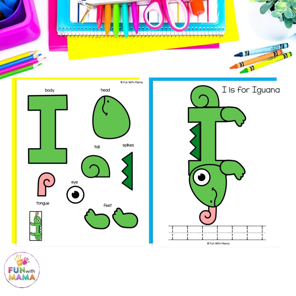 LETTER I iguana craft
