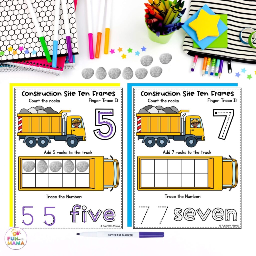 19. Construction Site Ten Frame Mats