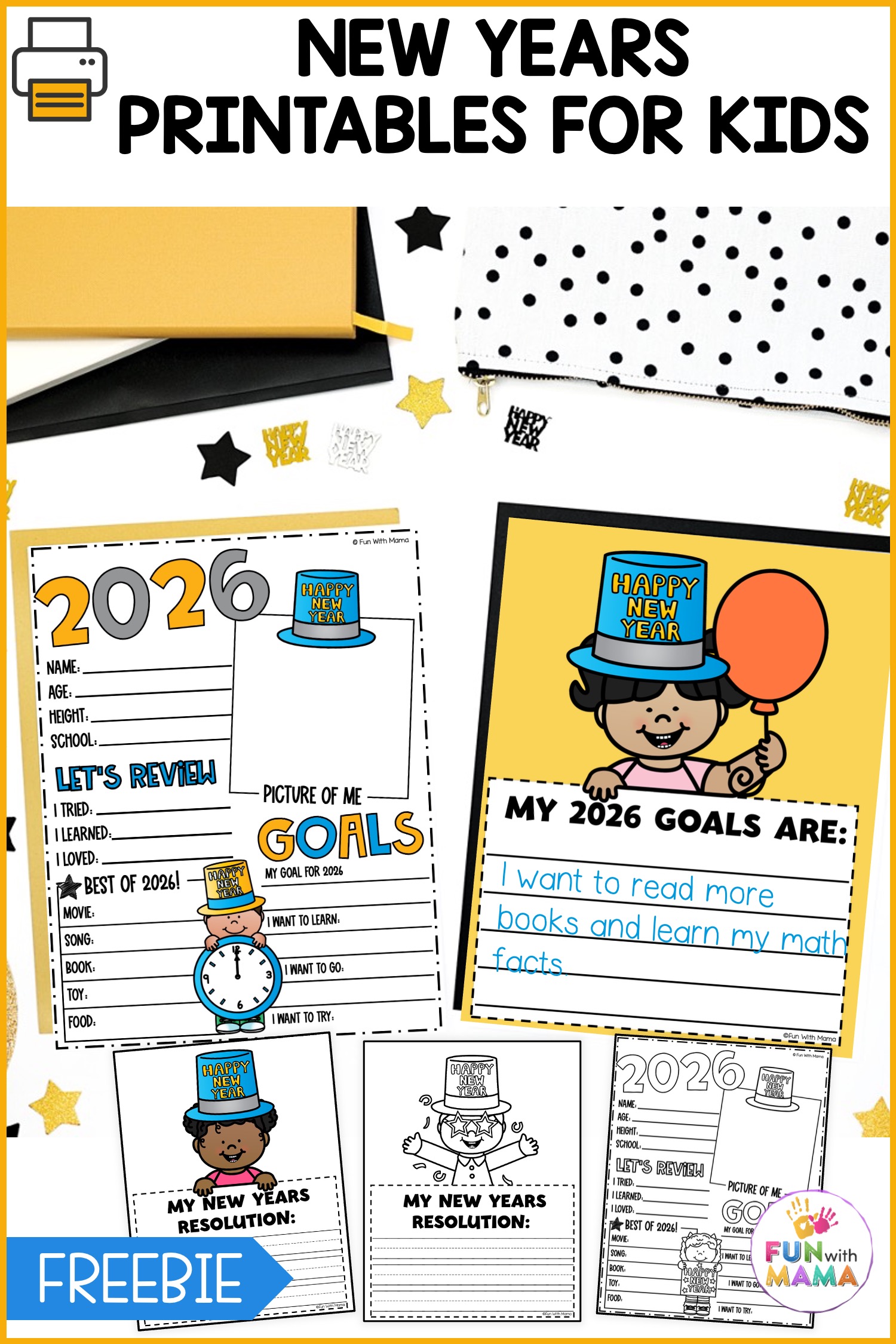 free new years resolution printables for kids - fun with mama
