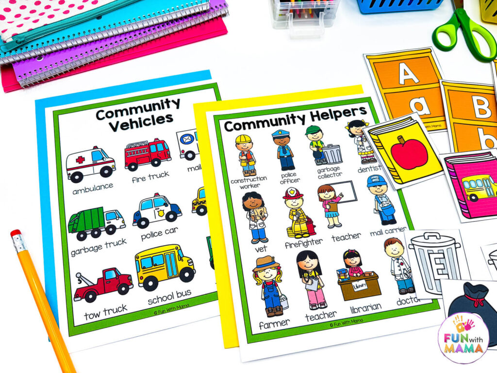 community helper vocabulary and vehicles