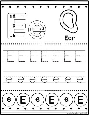 letter e worksheet preschool