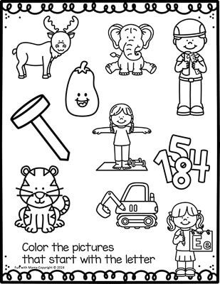 kindergarten letter e worksheets color the pictures 