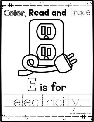 letter e worksheets for preschoolers e is for electricity