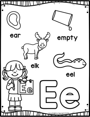 vocabulary words letter e 