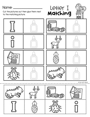letter i worksheet matching 