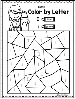 letter i worksheet color by letter 