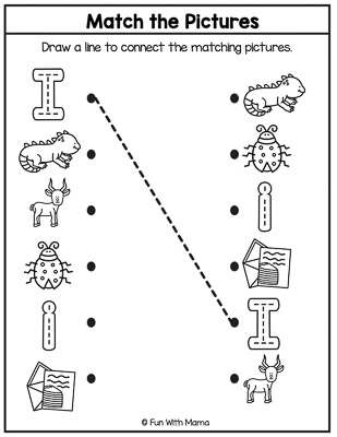  letter i worksheet matching