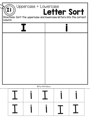 letter i worksheet sorting