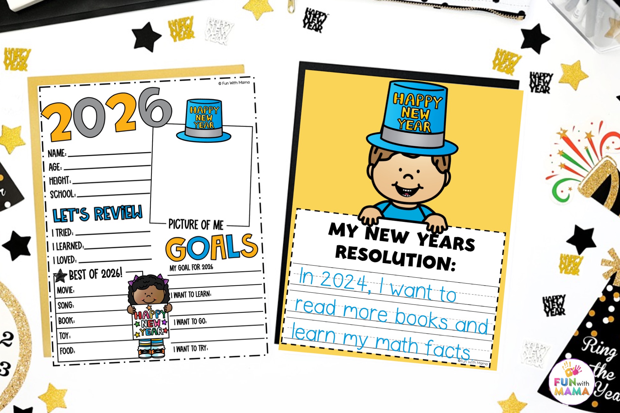 new years craft and writing pages