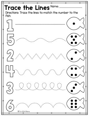 line tracing worksheet number activities for preschoolers 