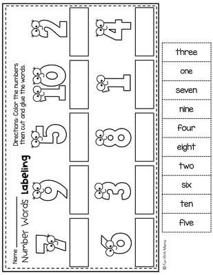 number words labelling worksheet number activities for preschoolers 