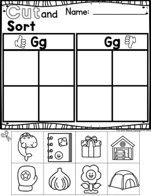 cut and sort letter g worksheet