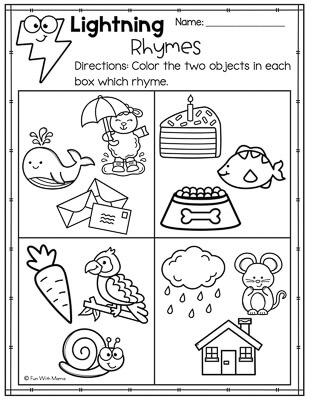 color the rhyming objects