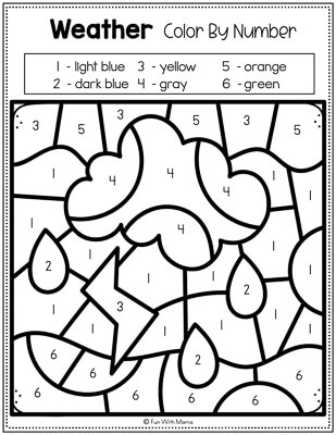 Weather color by number rain and lightning
