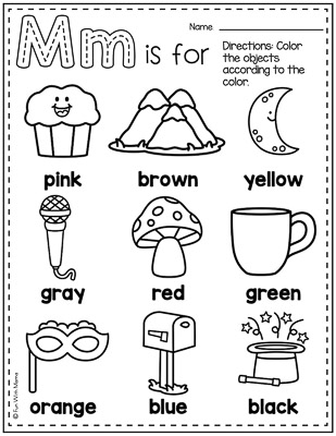 words that start with m need to be colored in