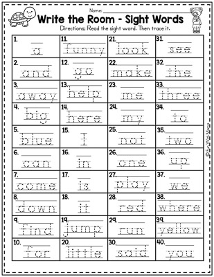 writing the sight words in classroom