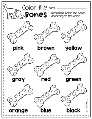coloring pet worksheet bones