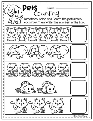 count and color the pets