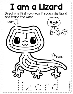 i am a lizard pet themed activities maze
