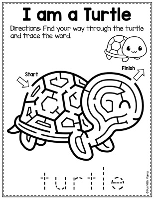 i am a turtle pet themed activities maze