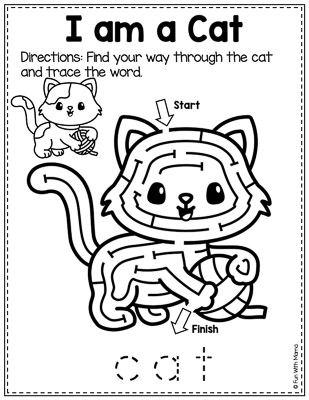 i am a cat pet themed activities maze