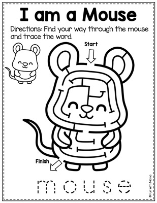i am a mouse pet themed activities maze
